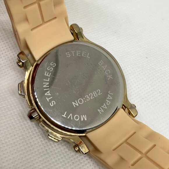 Women quartz watch floating crystals dial 40mm round analog silicone running - Picture 6 of 6